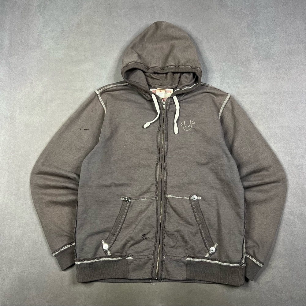 True Religion Charcoal Zip-Up Hoodie
